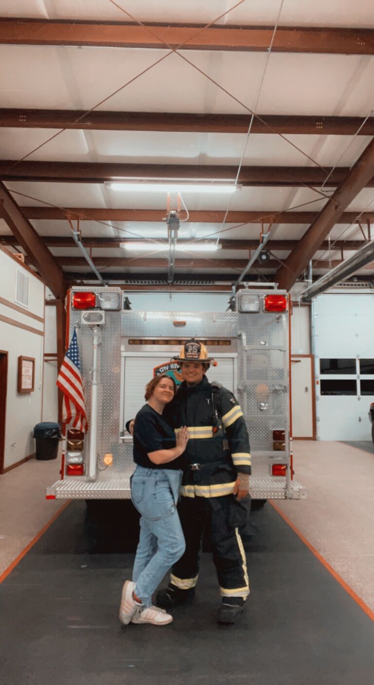first time seeing Brandon in uniform.