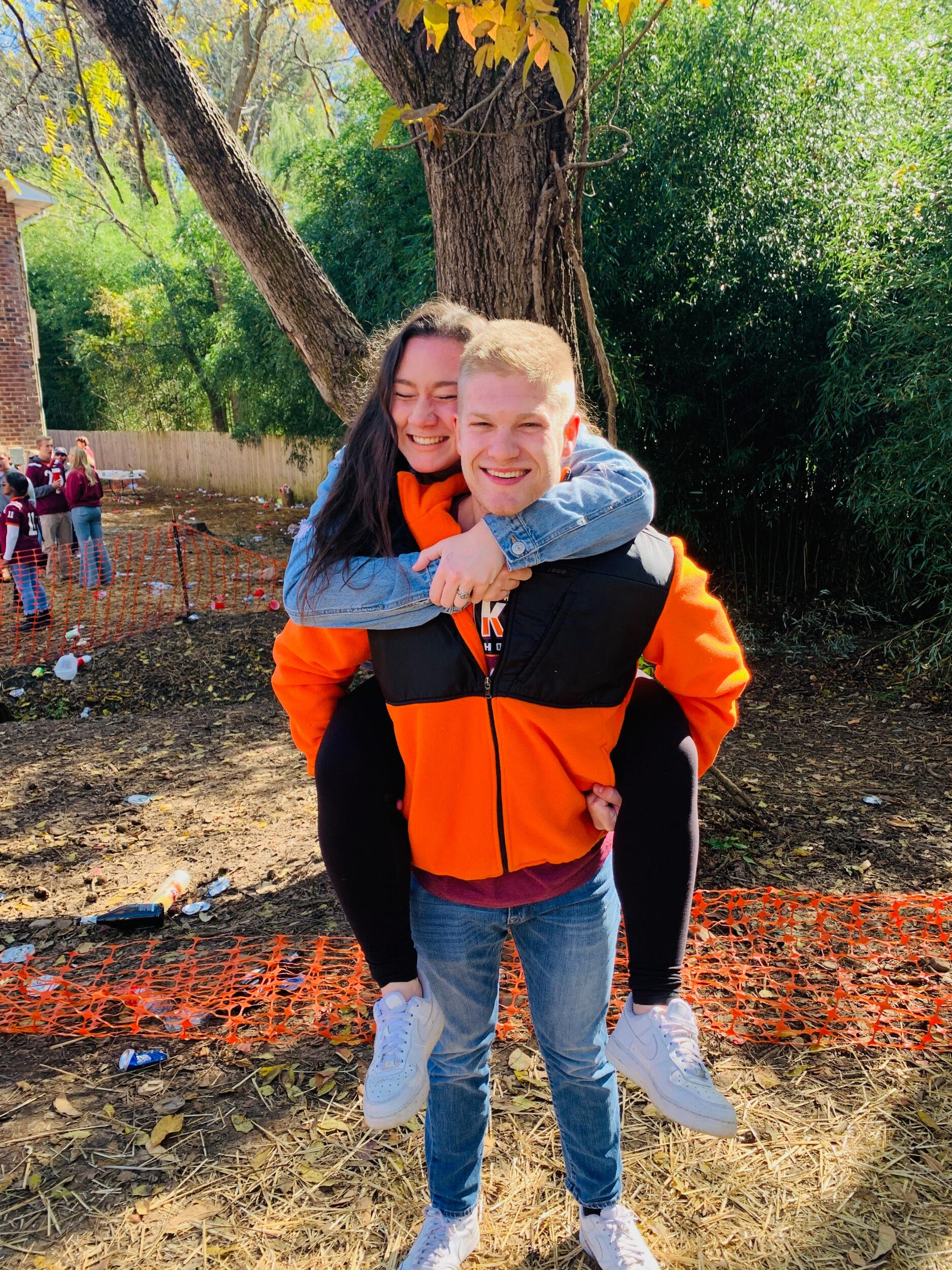 Second Halloween together. When Amber first realized that Connor is a die hard Hokie football fan!
