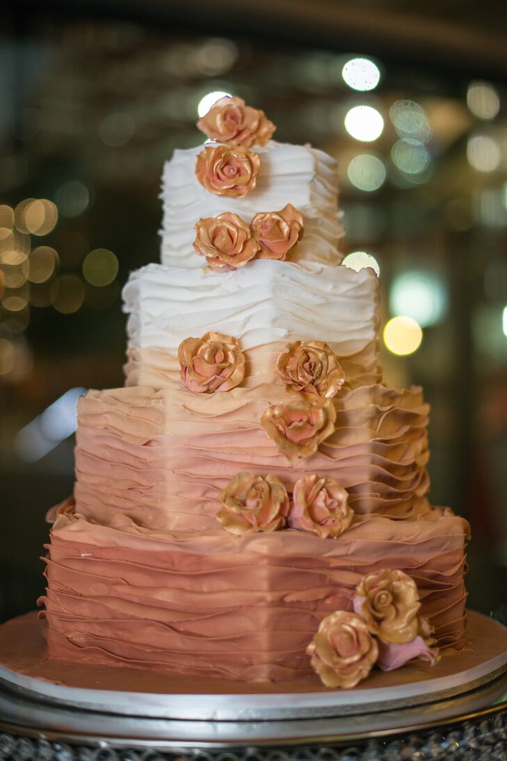 Four Tier Wedding Cake In Ombre Rose Gold