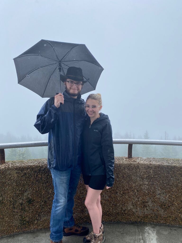 On our last full day in Tennessee, we spent the entire day in the Smoky Mountains. As you can tell from the picture, they were definitely Smoky! We hiked Clingman's Dome (pictured here). Unfortunately we didn't get to see the grand view because of the rain & fog, but we still made some great memories!