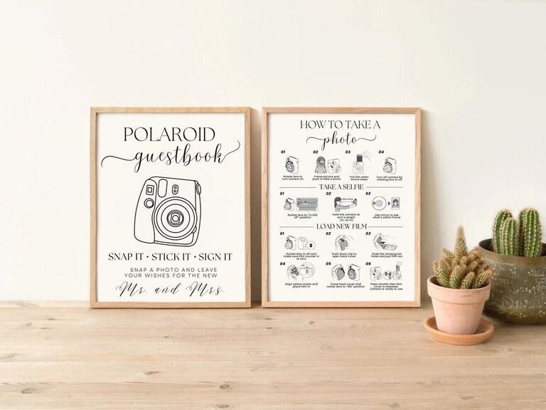 Polaroid wedding guest book sign