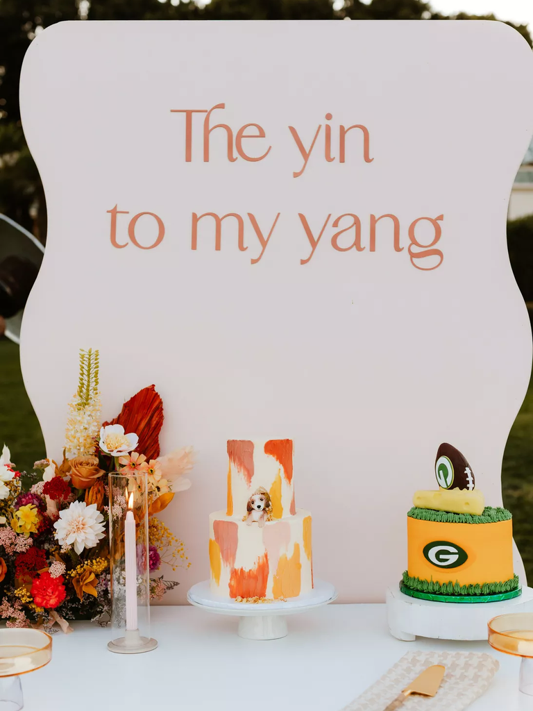 Sports- and Pet-Themed Wedding Cake for a fun and eclectic wedding reception
