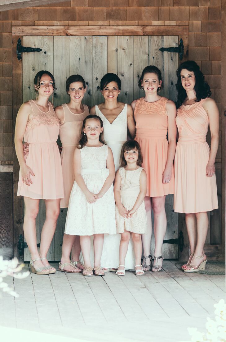 soft peach bridesmaid dresses