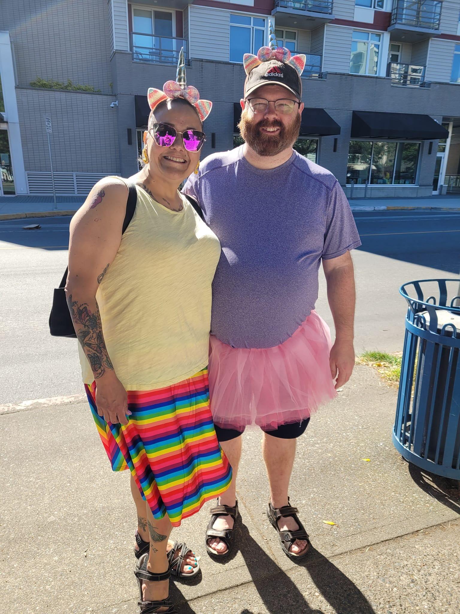 Our first Pride... Tom was a HIT with his unicorn headband and Tutu