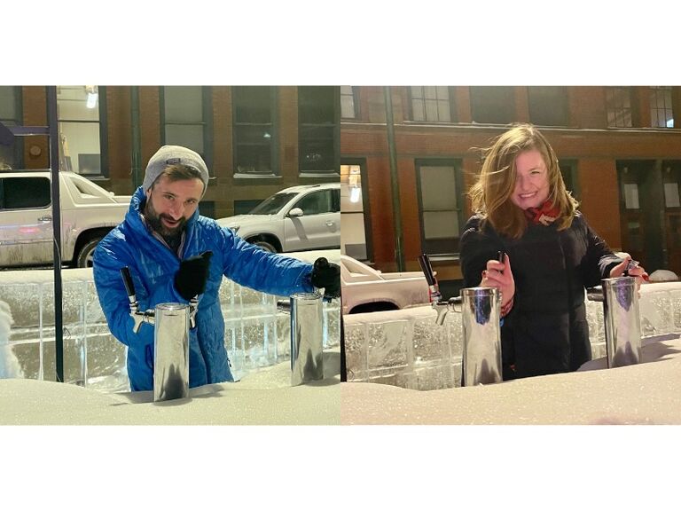 Our first date at PB&J in Chicago and had fun taking photos at their ice bar. We even had our first kiss at midnight on Valentine's Day!