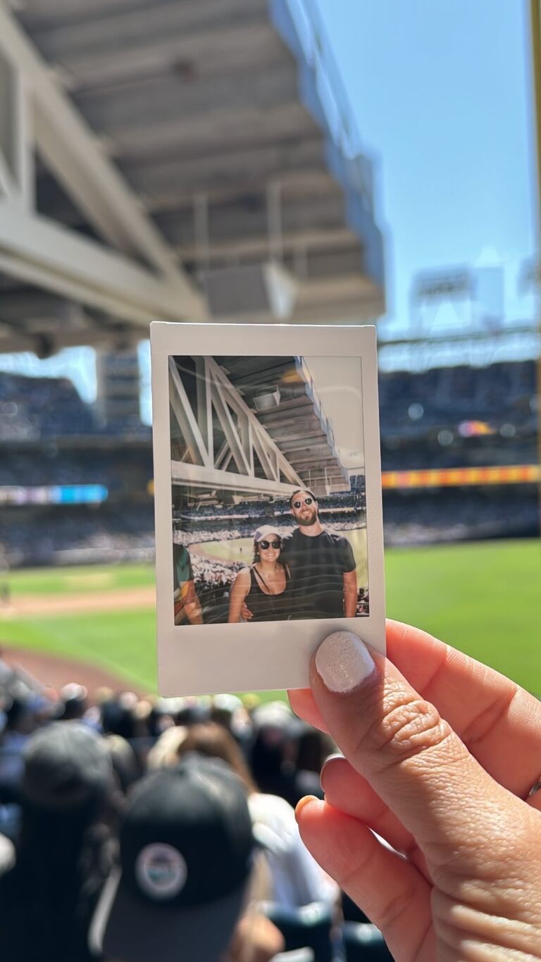 The couple enjoying Derek's annual family vacation in Carlsbad, CA.  They decided to spend the day at Petco Park to watch the San Diego Padres. 