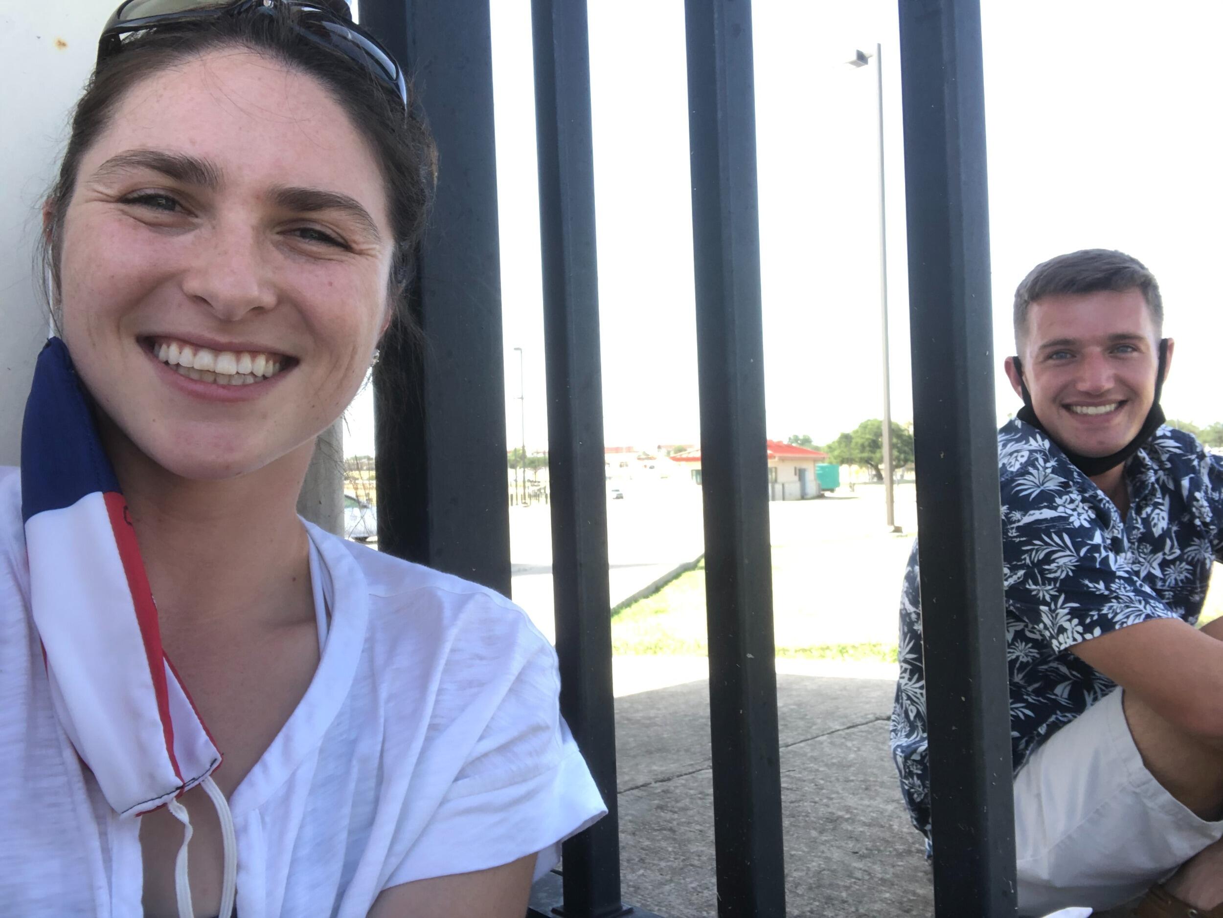 COVID Strikes! As our third year of med school winds down, COVID emerges! We spend an odd spring of 2022 outdoor adventuring in Houston and come summer, Dan is off doing away rotations with the Army. Here we are having a "date night" as Dan was not allowed to leave base and Hannah was not allowed to enter! 