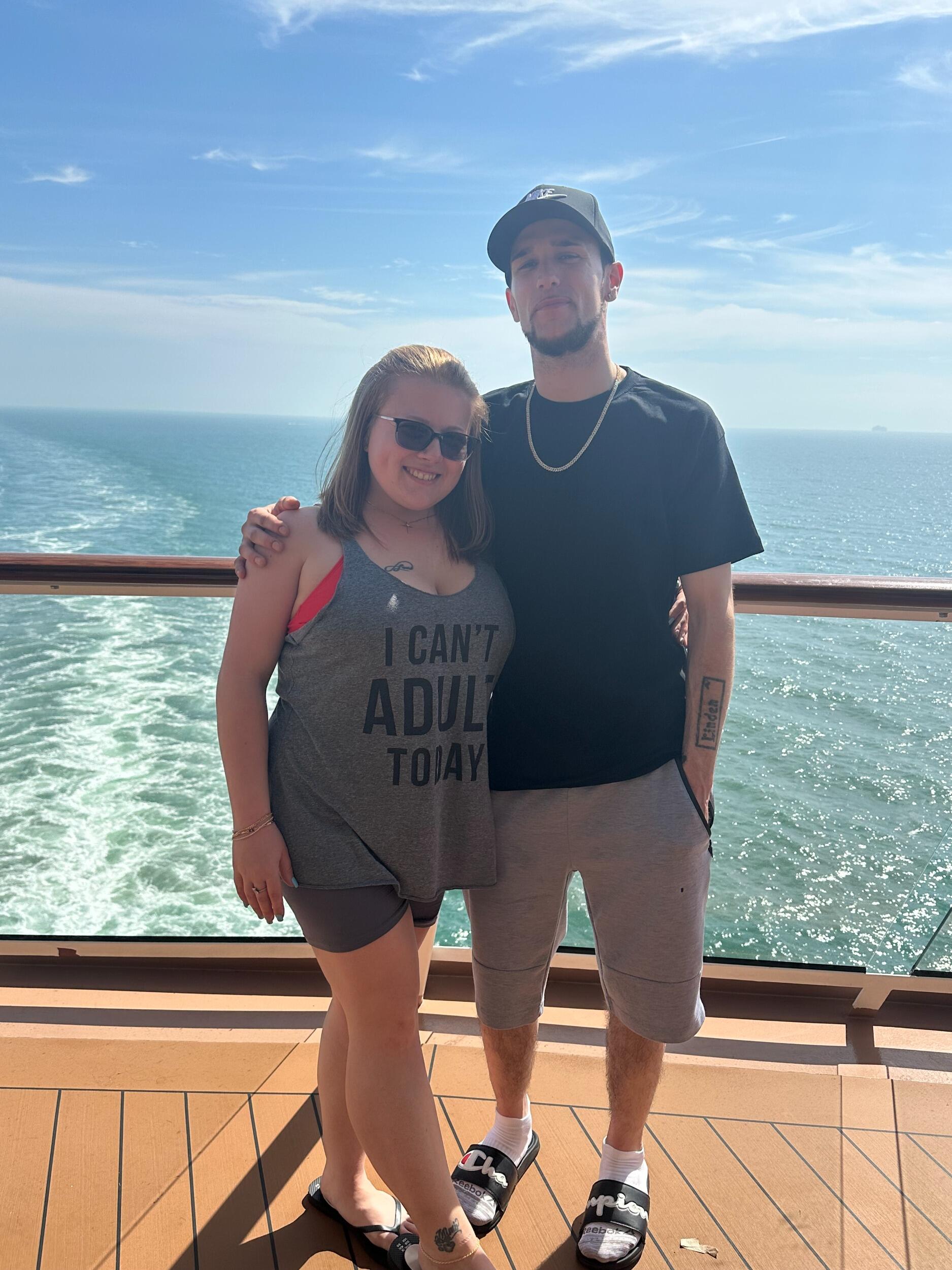 In the middle of ocean on our first family cruise