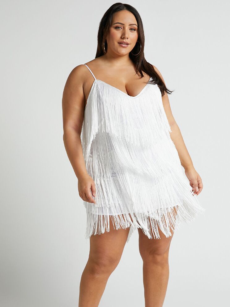 White flapper-inspired bachelorette mini dress from Showpo