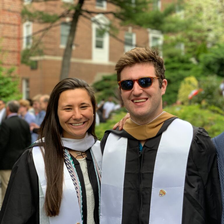 We graduate from Manhattan College and stay in the NYC/NJ area to start our careers in Media (Mac) and Human Resources (Talia).