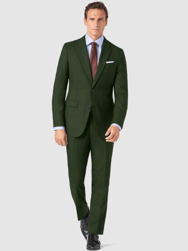 Hockerty Green Herringbone Tweed Suit