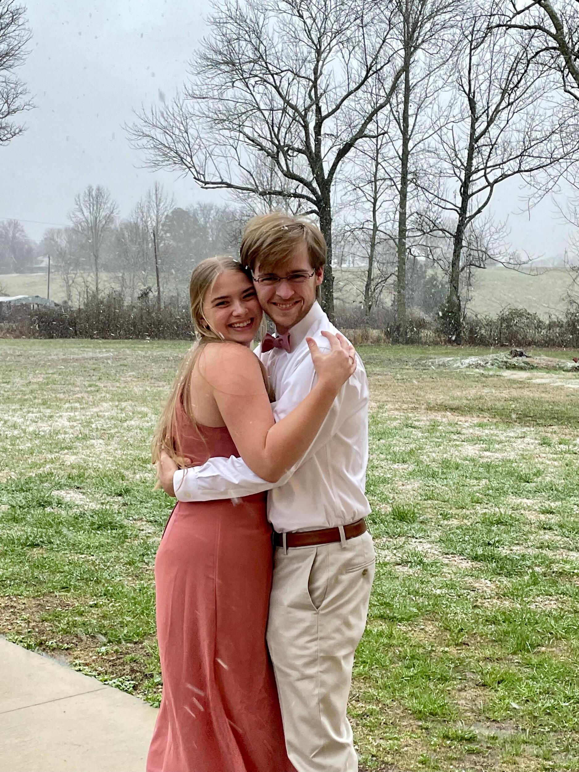 At a friend's wintery wedding (look at the snow!!)