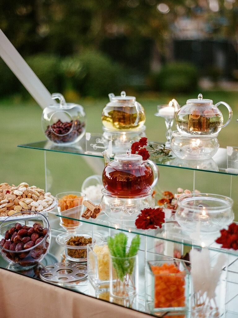 Freshly-brewed tea station at reception