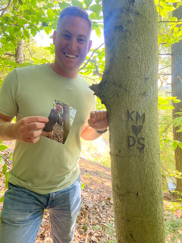 6 years to the exact date that Kyle carved our initials into this tree in Rushford, NY, we revisited it for the first time! Scroll back up to see the original photo if you missed it!