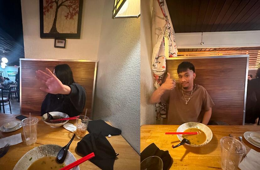 One of our first outings eating out together. This is also our very first pictures of each other. 