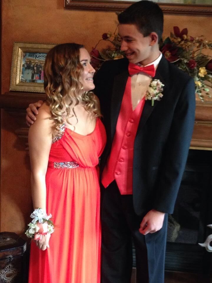 Jeremy takes Emily to his high school formal. It was Ems idea to match with the color pink.