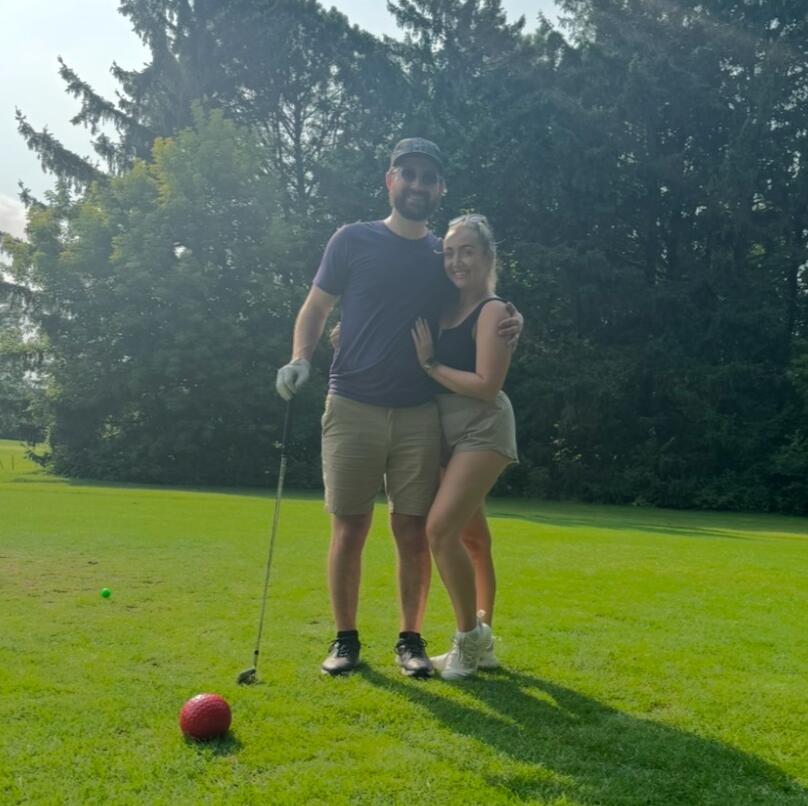 Dani supporting Luke in his latest Hobby, Golf