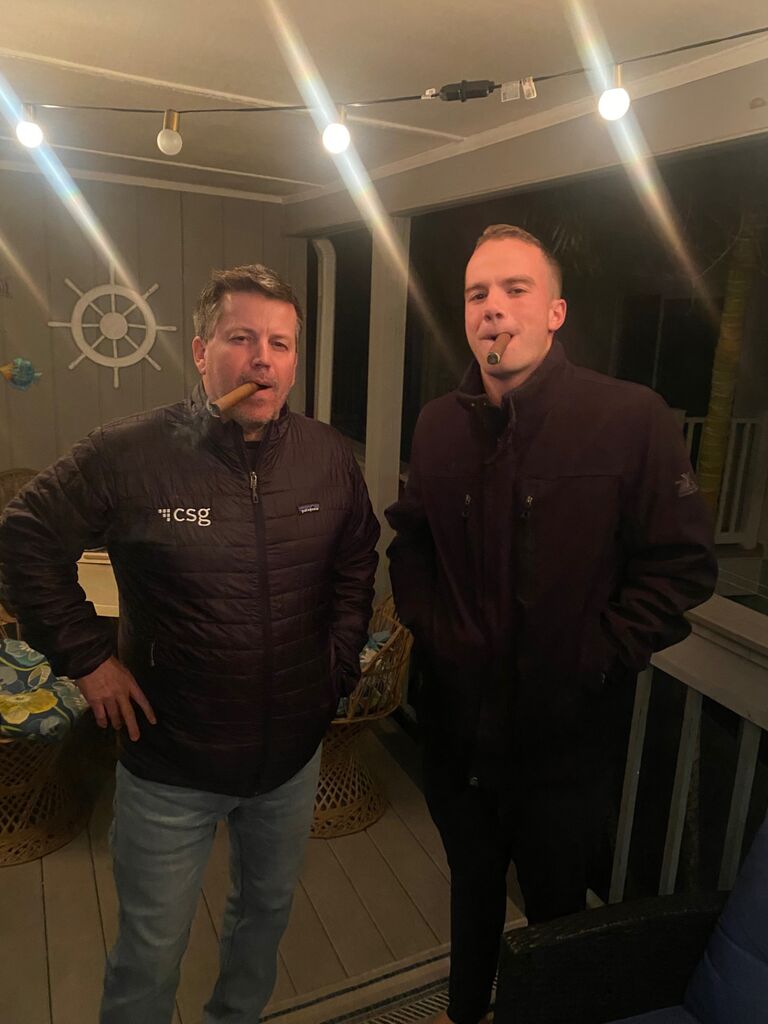 Josh and Ava's dad Jim enjoying a cigar Christmas Eve in Clearwater, Florida!