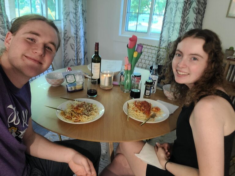 Mikala and Wesley celebrated their one year anniversary together. They made homemade chicken parmesan! 