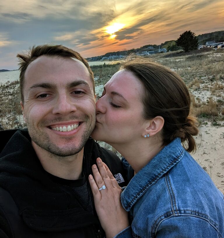 Tim popped the question in Cape Cod in front of the Nauset Lighthouse. Obviously, Lisa said yes!