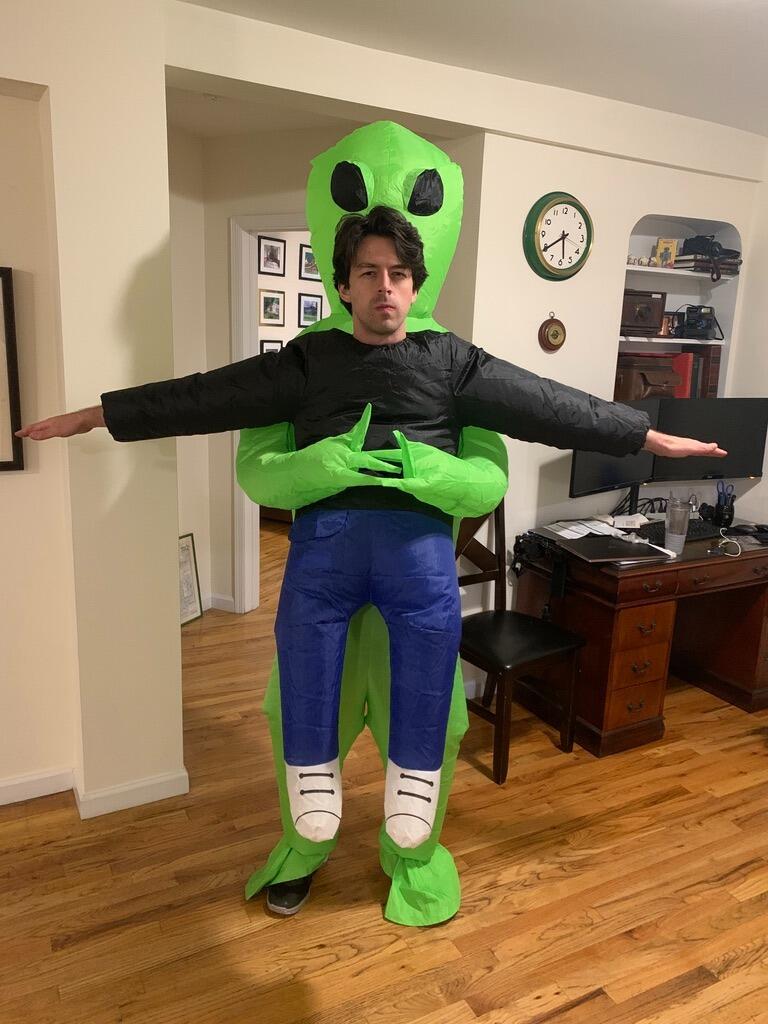 Adam was abducted by an alien for Halloween