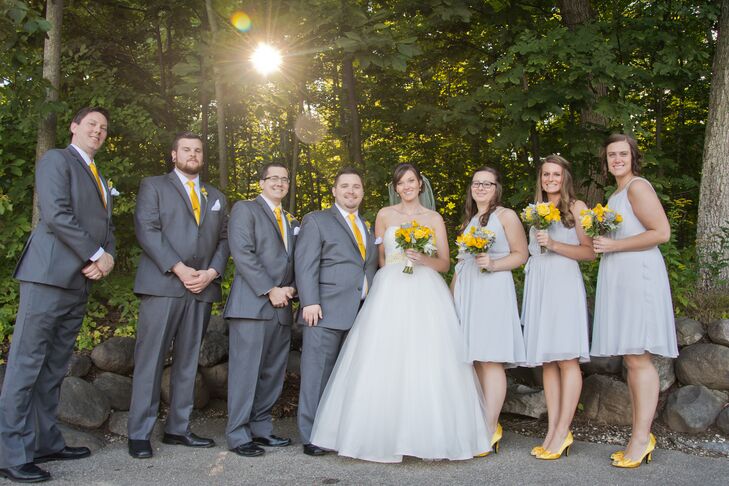 grey dress with yellow flowers