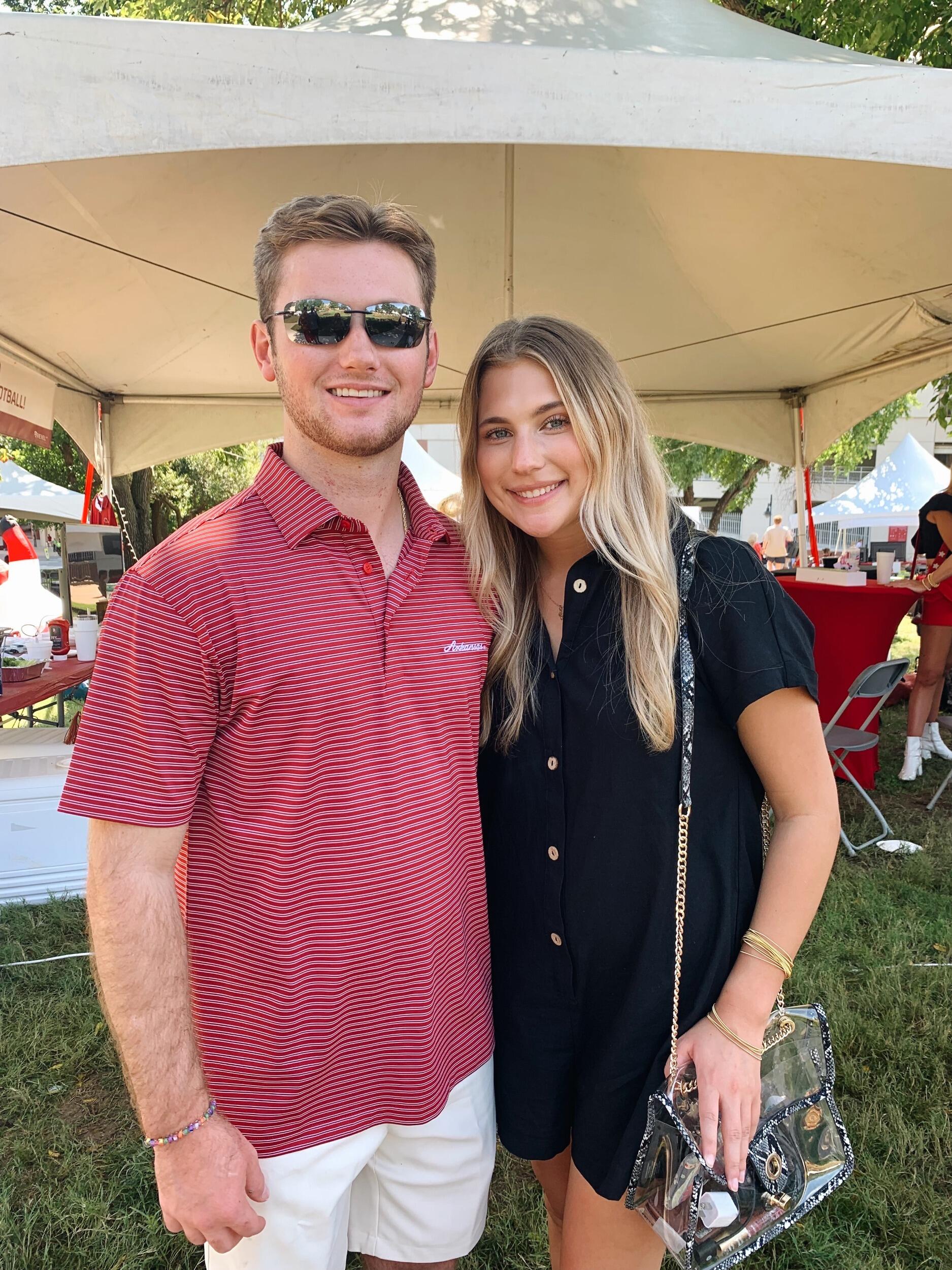 Living in separate towns was hard! But we made the most out of our short weekends together! We spent our time watching lots of movies, eating lots of food, watching lots of football and doing lots of studying. This picture is from our first Arkansas football game together! 