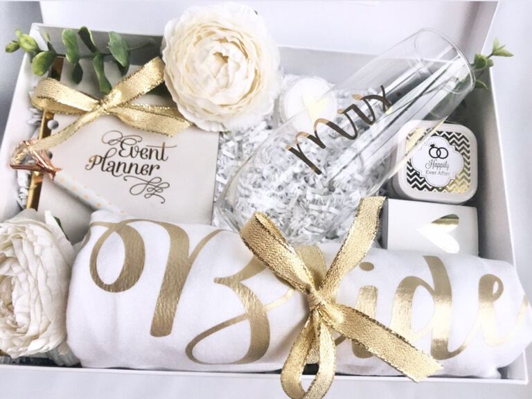 Beautiful Engagement Gift Box Ideas for the Bride To Be - wedding ideas   Engagement gift boxes, Bride engagement gifts, Engagement gifts for bride