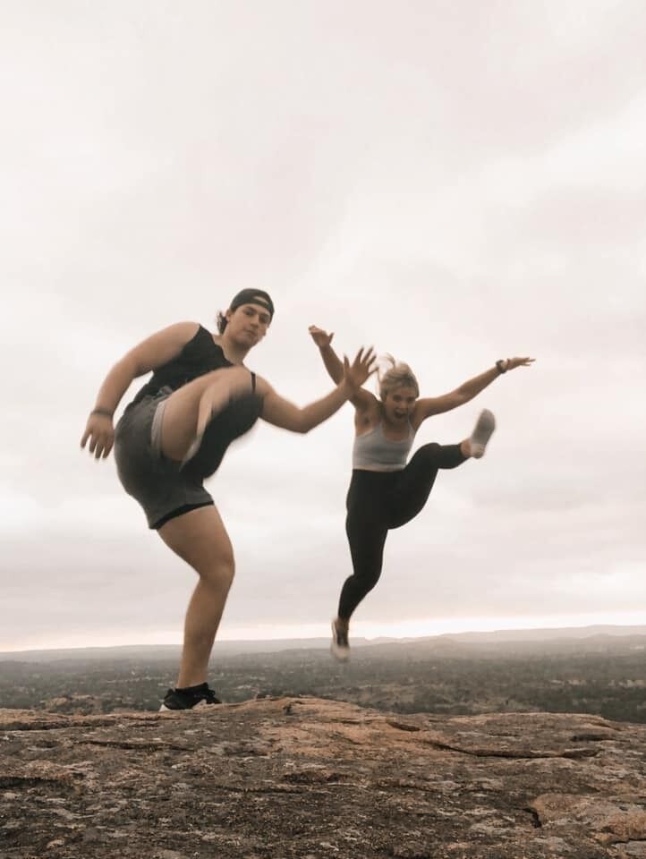 Prior to going back to school, we went on a trip to Fredricksburg and hiked Enchanted Rock at 6 am together! That things STEEP!