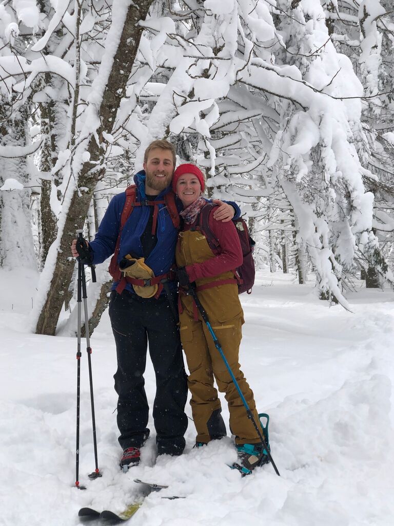 Skinning up Bolton Mountain, VT