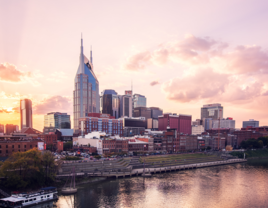 The Nashville Tennessee Skyline at sunset