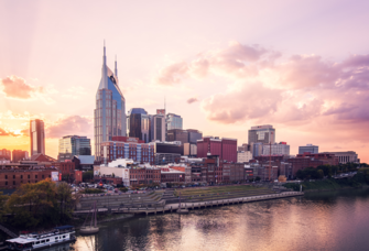 The Nashville Tennessee Skyline at sunset