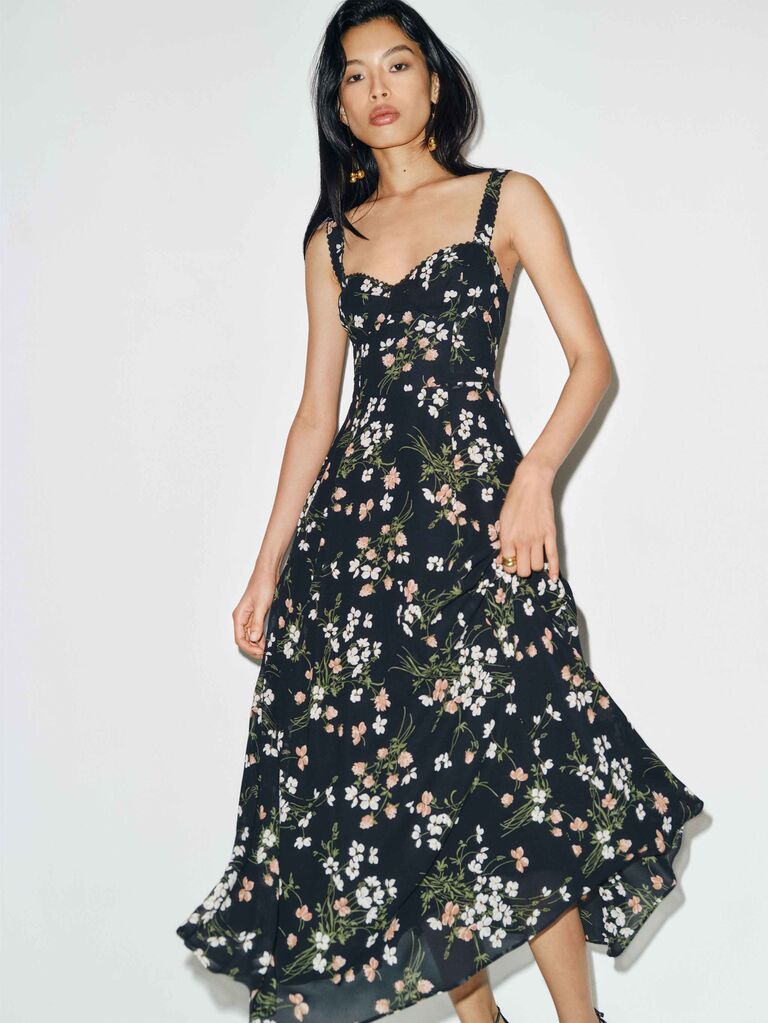 Reformation dark floral midi dress