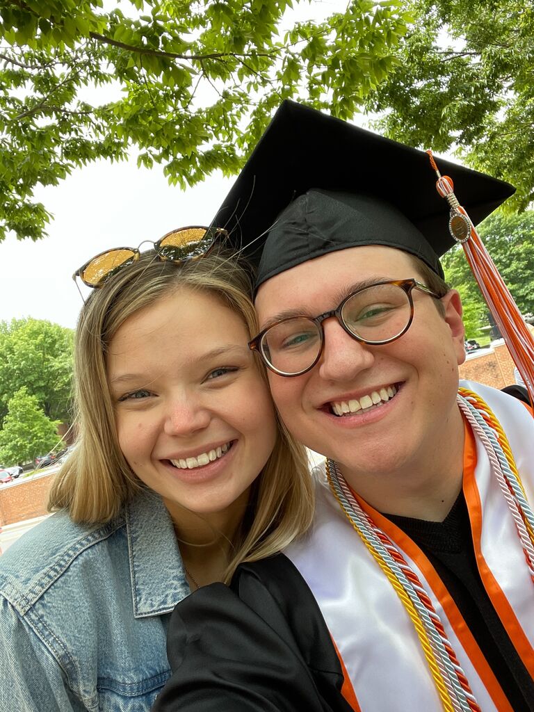 We had our graduation ceremonies together. Eli got to walk in his graduation ceremony after graduating the year previously during COVID-19; although he was a year late for the walk it meant we got to walk together in Neyland Stadium!