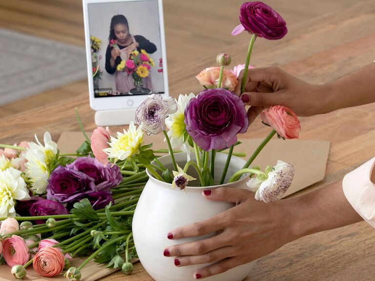 Virtual flower arranging class experiential gift for daughter-in-law