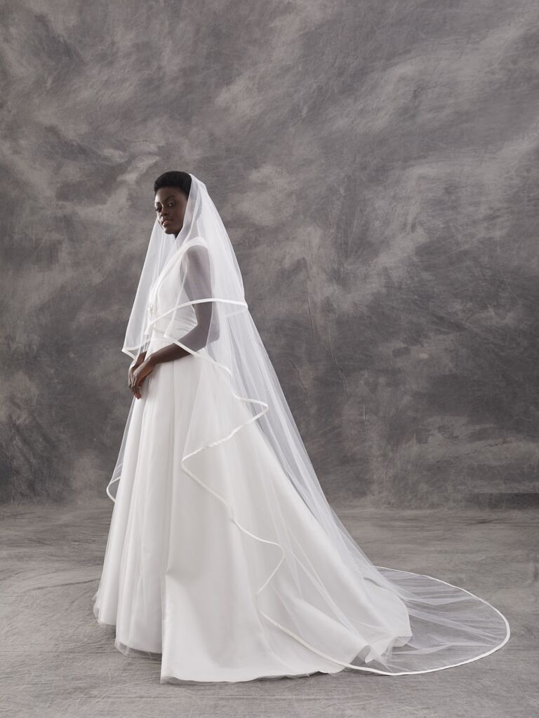Peter Langner long wedding veil with silk trim