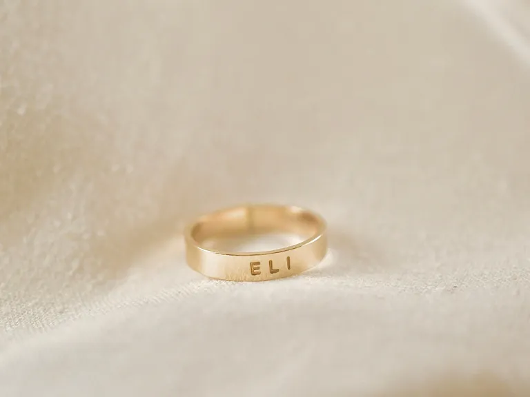 Personalized gold stackable ring maid of honor gift from Etsy