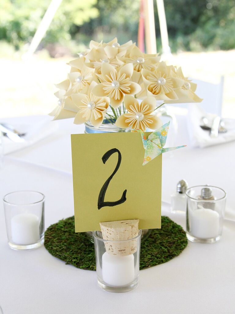 Paper wedding store centerpieces