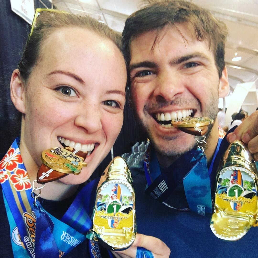 Huntington Half Marathon and Beach City Challenge (3 half marathons in a year) Champions!