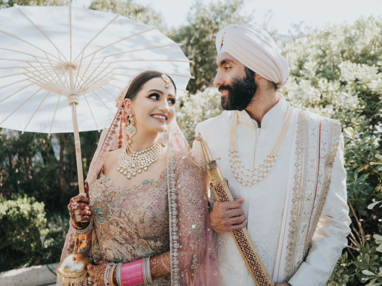 South Asian Muslim couple on wedding day