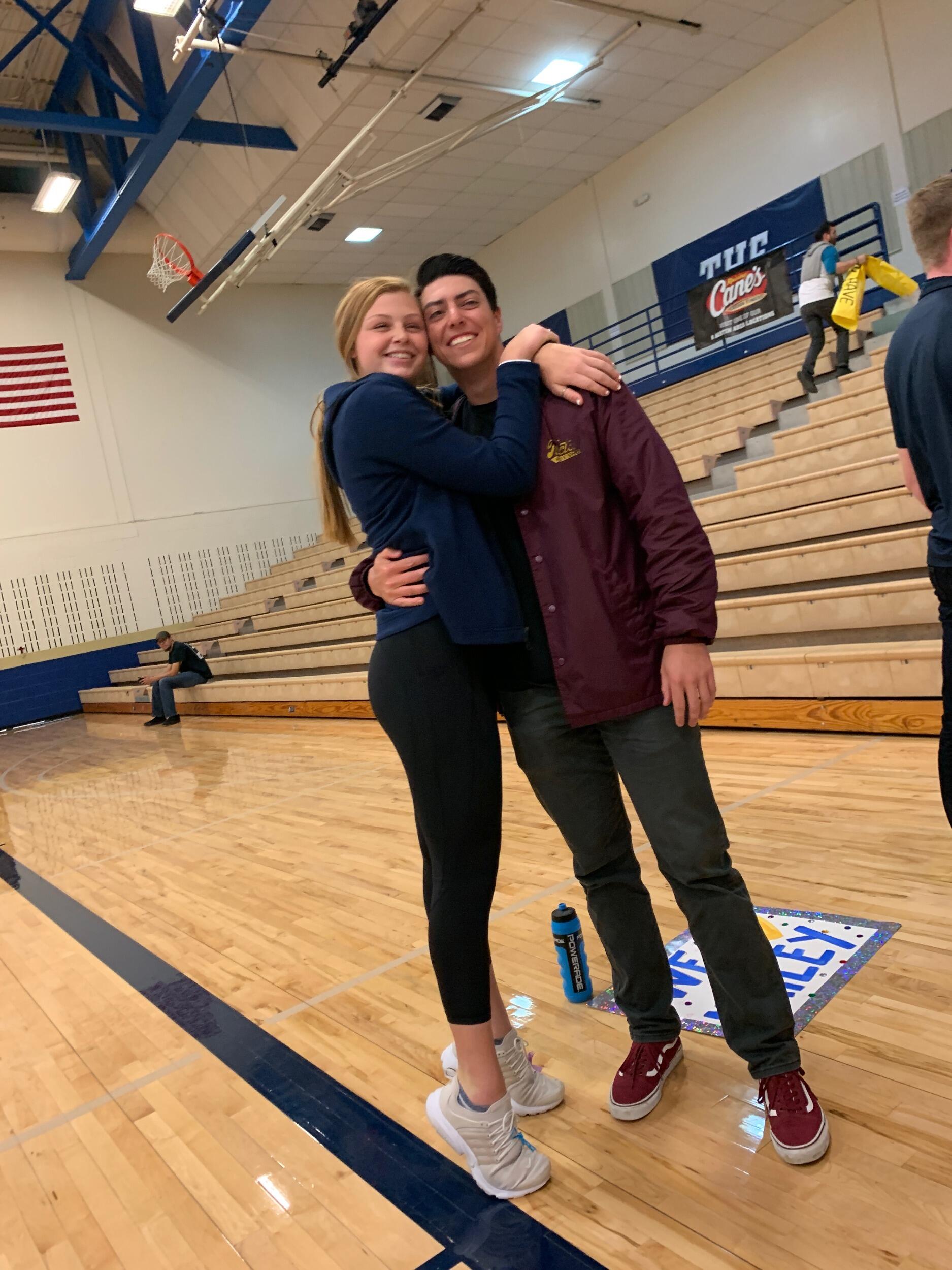 Kaitlyn happened to be out with a concussion the first time Ben could come and support her at her volleyball game. But that didn't stop him for cheering on his favorite volleyball player! (She made a full recovery don't worry) 