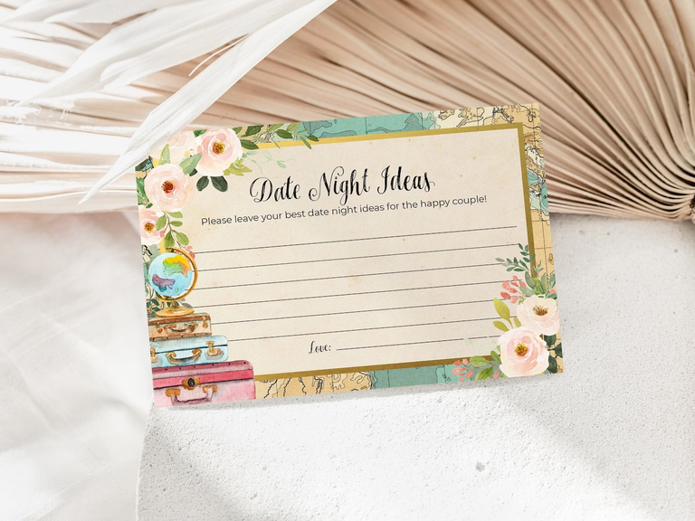 Newlywed Date Night Ideas Game for your travel-themed bridal shower