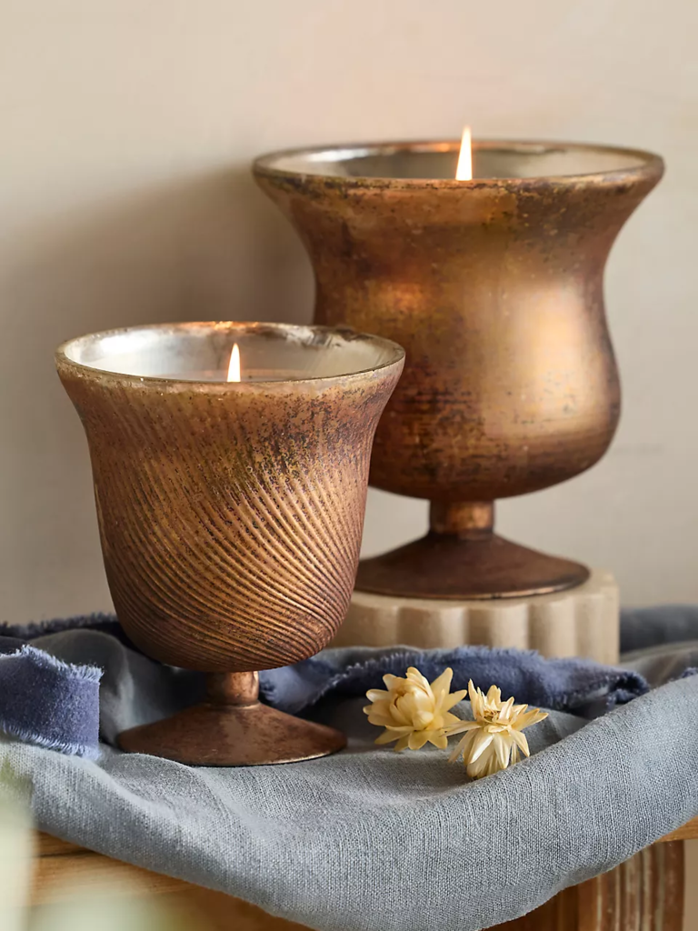 Bronze chalice candle 8th anniversary gift