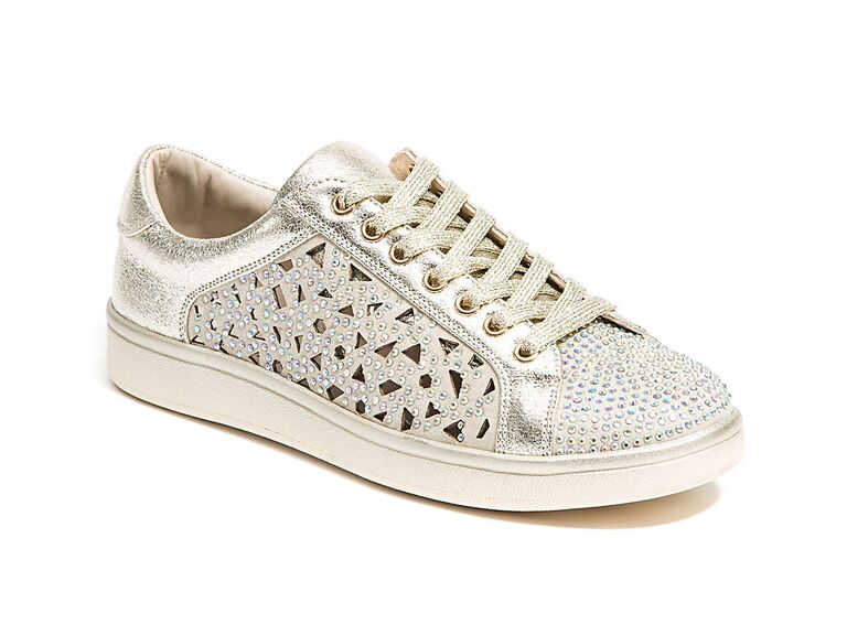 sparkly white tennis shoes