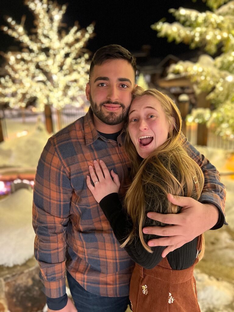 Oop, there it is. Joel brought Samantha outside to a beautiful courtyard pretending it was just to take normal photos, but instead he got down on one knee and asked her to marry him! Their story is one of a kind, and their love for one another is beautiful.