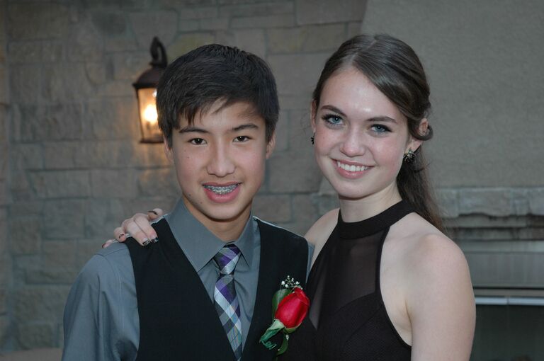 Our first homecoming together as juniors in high school, right before we started dating.