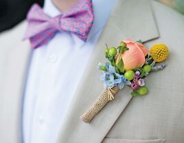 rose and craspedia boutonniere