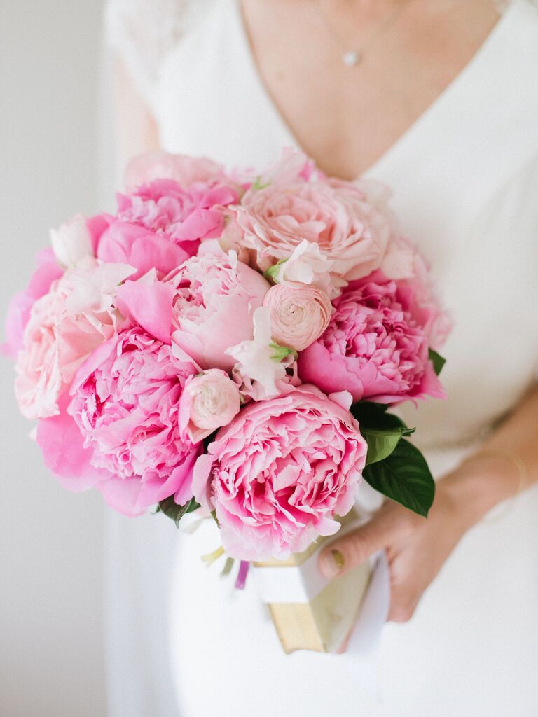 A multi-hued pink peony bouquet.