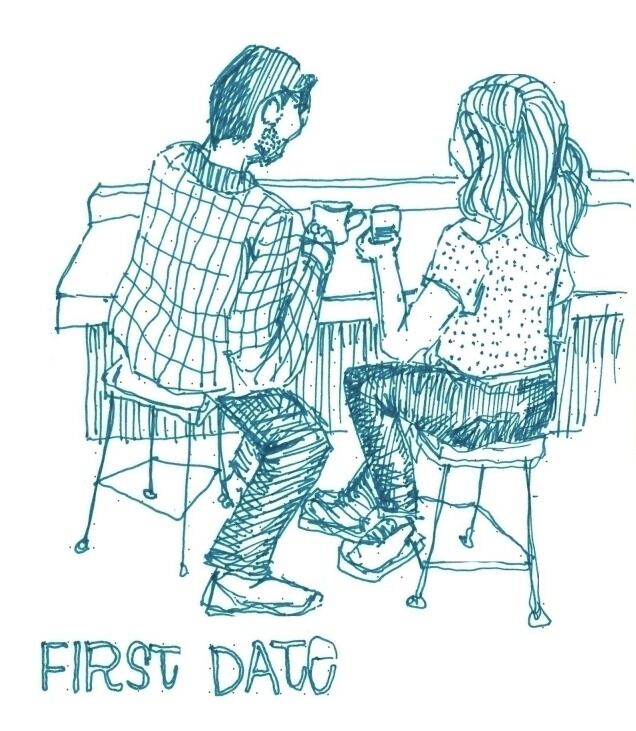 After Rachel & Nathan's first date (coffee at Broadway cafe....that kept going til it was lunch at Jerusalem Cafe) Rachel sketched this when she got home. Maybe she knew this one was special.