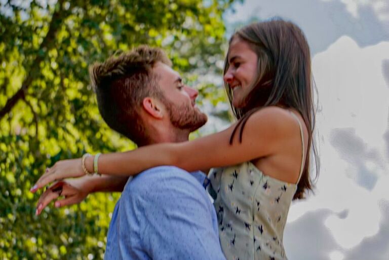 After seeing each other in the training room, Nate finally said "hello" which set everything into motion... and the rest is history